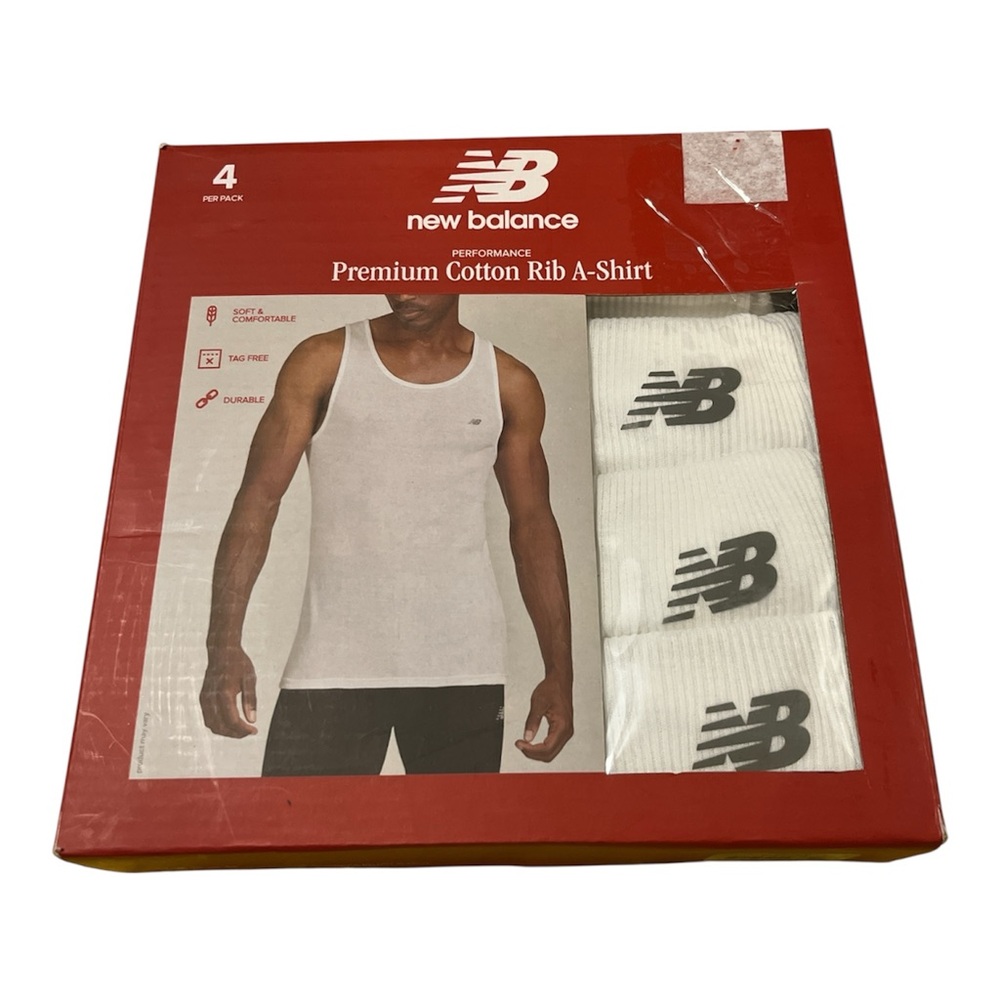 New Balance Cotton Rib A Shirts NIB White 4 pk sz M